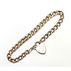 Victorian Bracelet Foster & Bailey Heart Lock Charm ca 1880-90s 7.75" Long